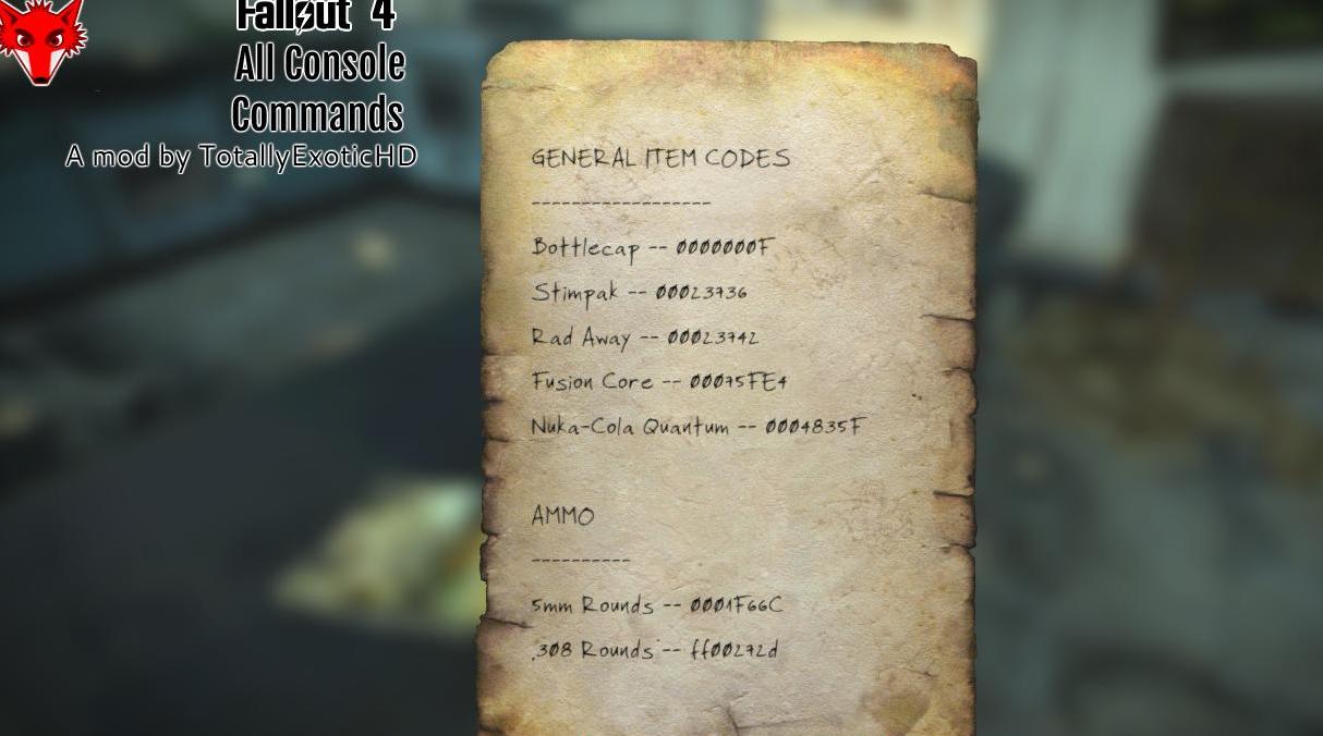 辐射4控制台代码小纸条MOD下载