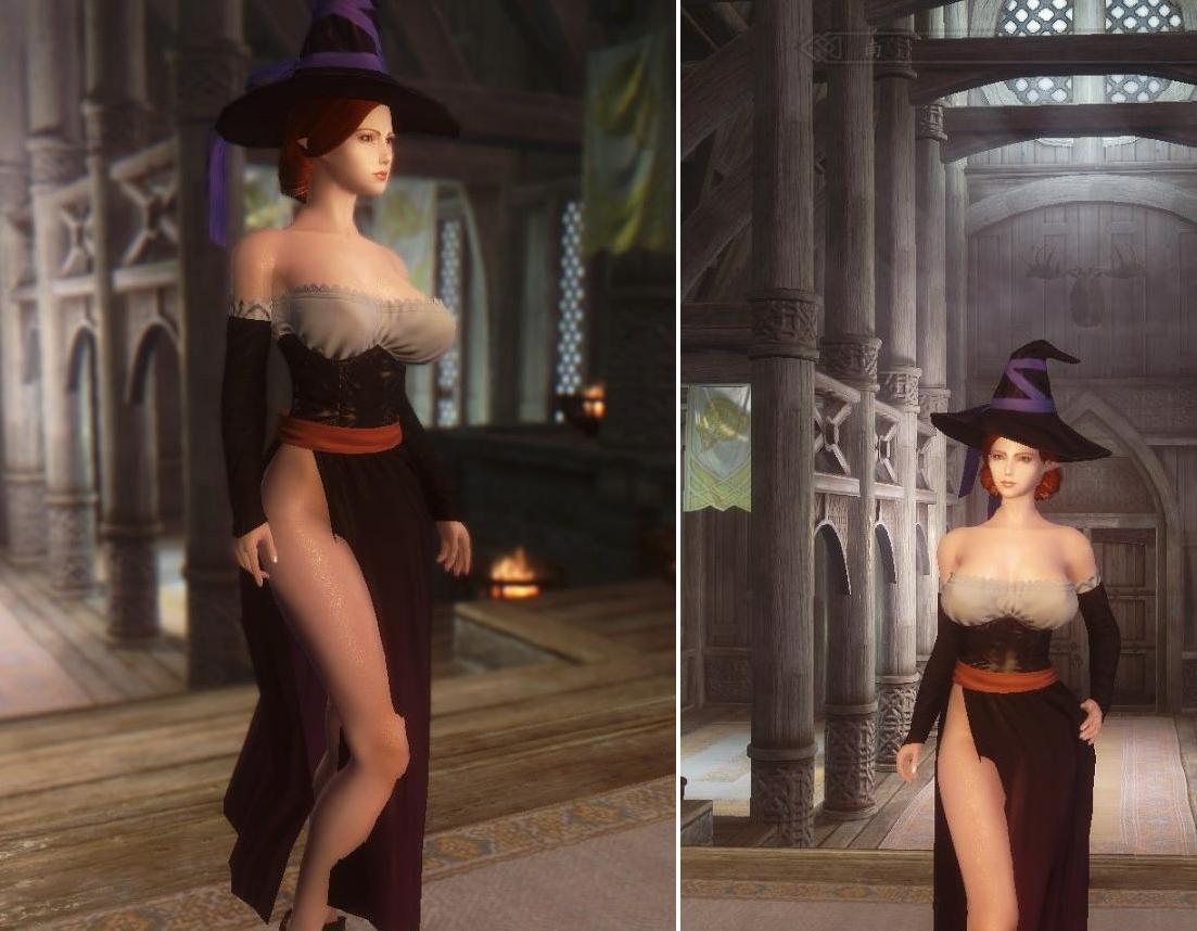 请问谁有上古卷轴5龙之皇冠女巫套装修复版Mod?