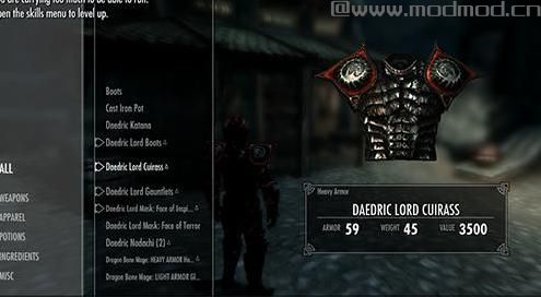 上古卷轴5：天际Mod：上古卷轴5恶魔领主妖怪大将铠甲MOD