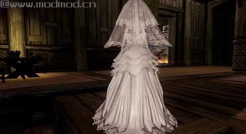上古卷轴5：天际Mod：上古卷轴5HakuMMD白色婚纱套装MOD