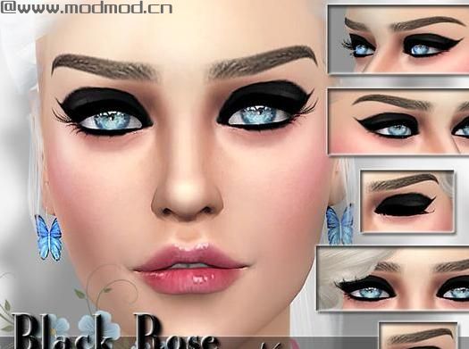 求模拟人生4 v1.31女士黑玫瑰卡通风格浓重眼线MOD网盘！
