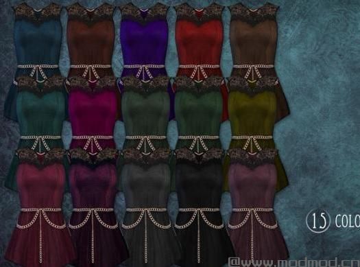 哪里有模拟人生4 Ethylene女士蕾丝肩熟女气质连衣长裙MOD百度网盘地址!