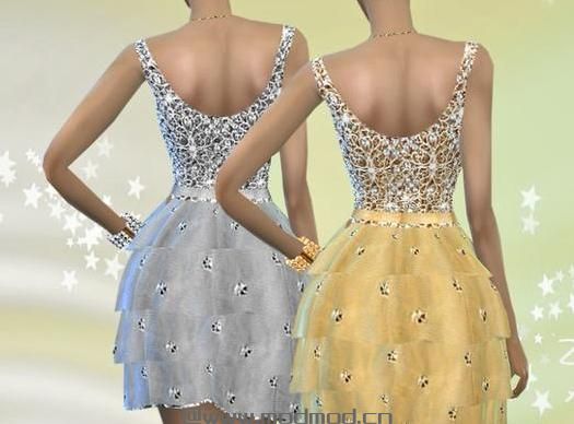 来分享模拟人生4 v1.31PartyZ.04新年闪光亮片塔型短裙MOD下载资源！