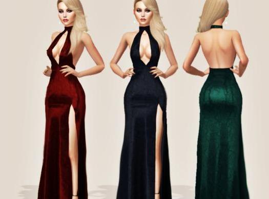 请问谁有免费使用的模拟人生4 女士低胸全露背高开叉礼服长裙MOD?