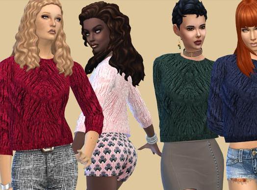 模拟人生4 女士波纹褶皱毛毛衣MOD