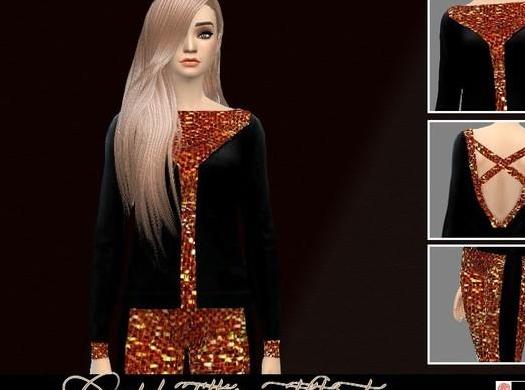 求哪里可以下载模拟人生4 v1.31女士金色闪光亮片连体套装MOD？