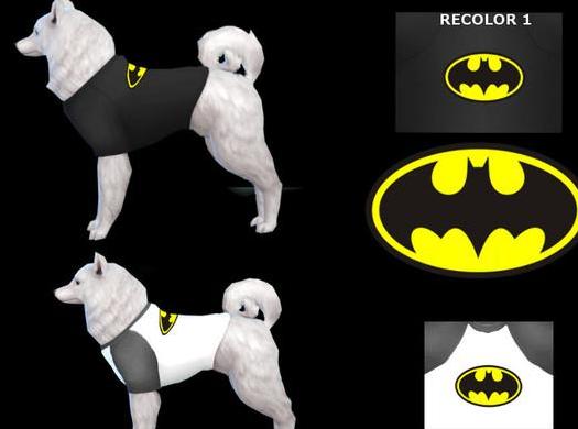 来分享模拟人生4 v1.36大型犬蝙蝠侠T恤狗狗服装MOD下载资源！