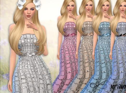 请问谁有免费使用的模拟人生4 女士亮片格子抹胸长裙礼服MOD?