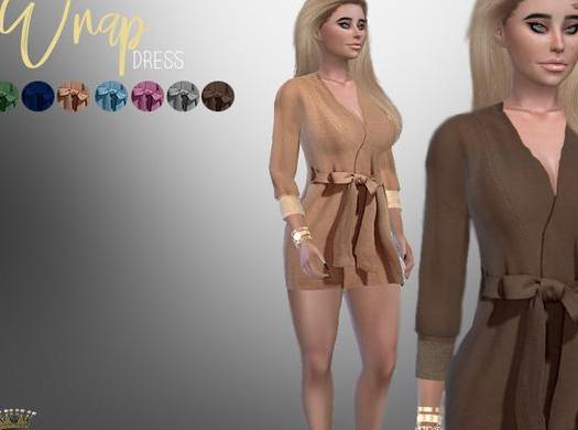 求模拟人生4 CHVLR褶皱麻布材质裹身裙短款MOD资源！