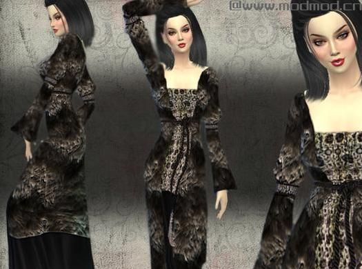 请问谁有免费使用的模拟人生4 v1.31女士中世纪风格毛皮长衣长裙套装MOD?