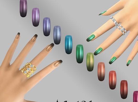 求模拟人生4 Ombre渐变金属色圆形长指甲MOD网盘！