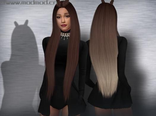 求模拟人生4 BeAlright女士兔耳无刘海中分长直发MOD资源！