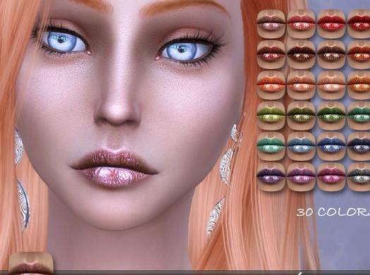 求哪里可以下载模拟人生4 女士154号星河色高亮强色差唇彩包MOD？
