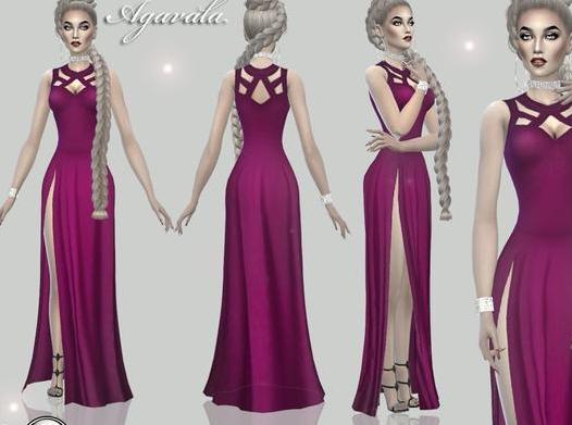 求模拟人生4 v1.31Agavala女神高开叉连衣长裙MOD网盘！