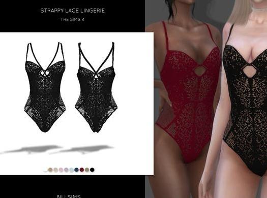 模拟人生4 女士吊带连体半透明蕾丝内衣MOD