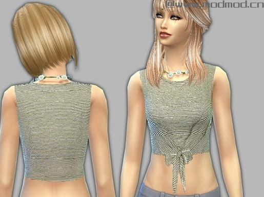求分享模拟人生4 女式前打结无袖高腰上衣MOD下载地址!
