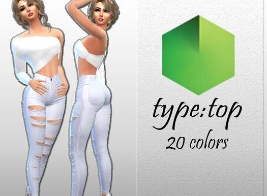 求分享模拟人生4 v1.31女士白色斜抹肩半胸衣短上衣MOD下载地址!