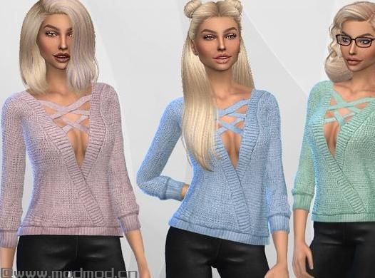 请问谁有免费使用的模拟人生4 女士羊毛衫交叉开领毛衣MOD?