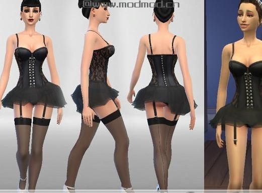 谁能给我模拟人生4 女士束腰紧身短裙连裤袜套装MODmod下载地址吗？