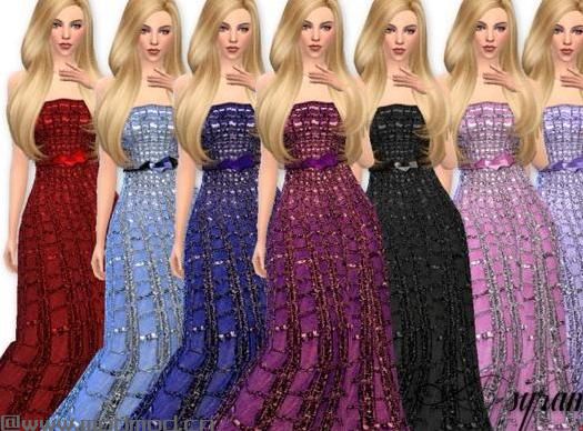 请问谁有免费使用的模拟人生4 女士亮片格子抹胸长裙礼服MOD?