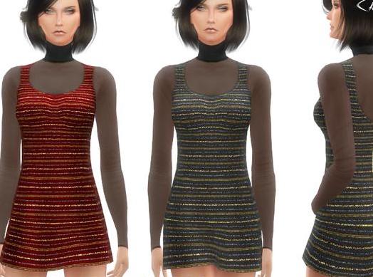 请问谁有免费下载的模拟人生4 女士高领发光条纹迷你连衣裙MOD?