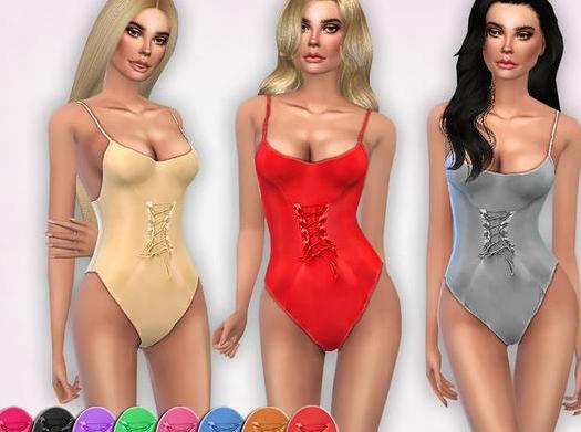 求模拟人生4 女士皮质系带修身提臀连体紧身泳衣MOD网盘！