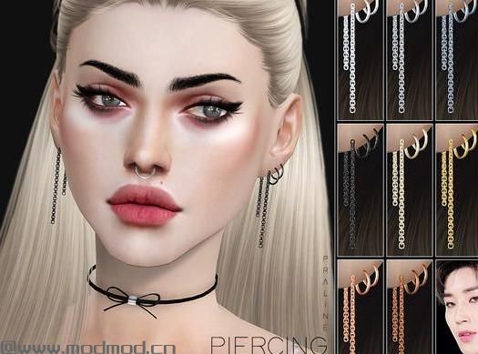 求哪里可以下载模拟人生4 N21韩系三孔带链金属耳环坠组MOD？
