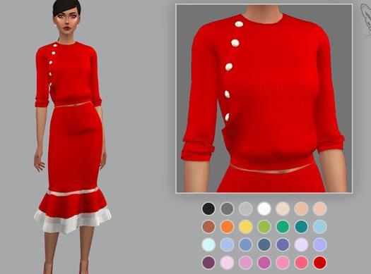 模拟人生4 Pearl女士斜纽扣毛衣MOD