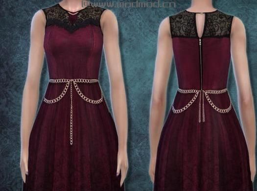 哪里有模拟人生4 Ethylene女士蕾丝肩熟女气质连衣长裙MOD百度网盘地址!