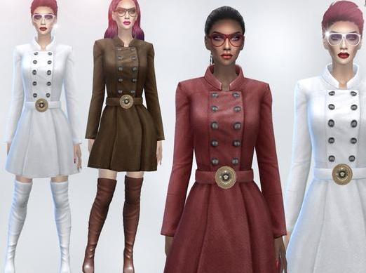 模拟人生4 Kenza女士双排扣风衣裙装MOD