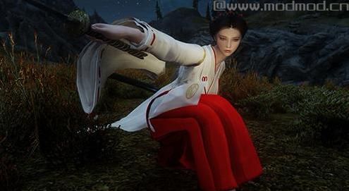 求上古卷轴5 和风弓道射手少女羽伢子随从MOD网盘！