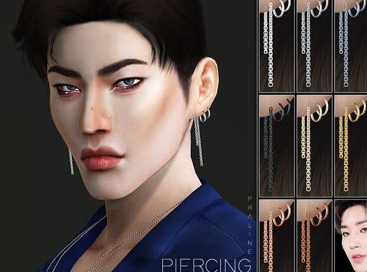 求哪里可以下载模拟人生4 N21韩系三孔带链金属耳环坠组MOD？