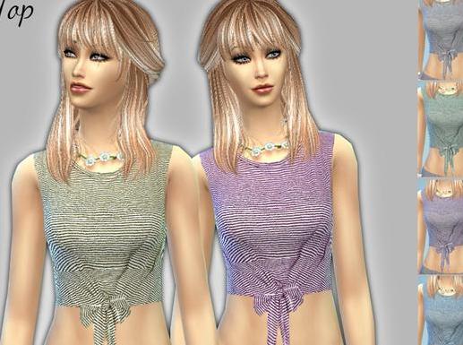 求分享模拟人生4 女式前打结无袖高腰上衣MOD下载地址!