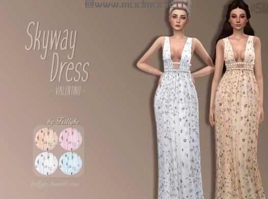 来分享模拟人生4 Skyway海岸风仙气宽松低胸碎花长裙MOD下载资源！