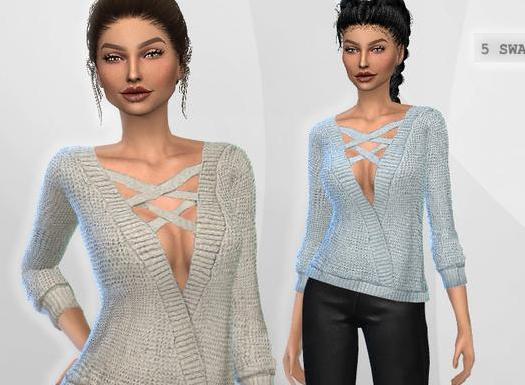 请问谁有免费使用的模拟人生4 女士羊毛衫交叉开领毛衣MOD?