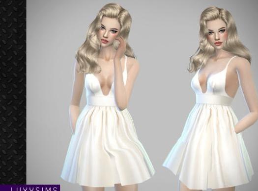 谁能给我模拟人生4 纯白色低胸褶皱连衣裙MODmod下载地址吗？