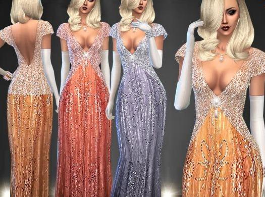 请问谁有免费下载的模拟人生4 CharmZ.01卡通风格闪亮低胸女王范礼服MOD?