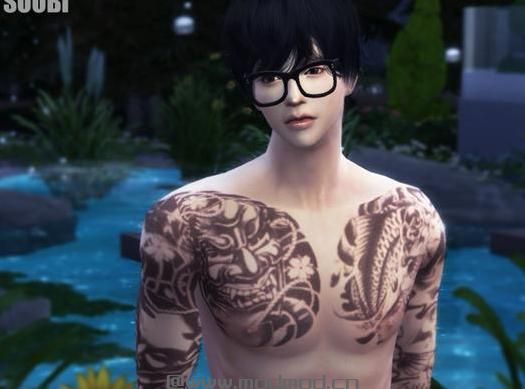 来分享模拟人生4 v1.31男士整条手臂纹身包MOD下载资源！