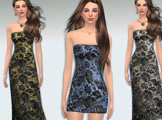 求分享模拟人生4 女士黑碎花修身抹胸连衣裙套装MOD下载地址!