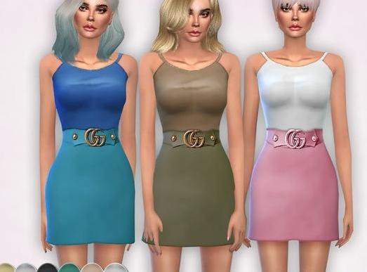模拟人生4 女士吊带背心束腰羊毛连衣短裙MOD