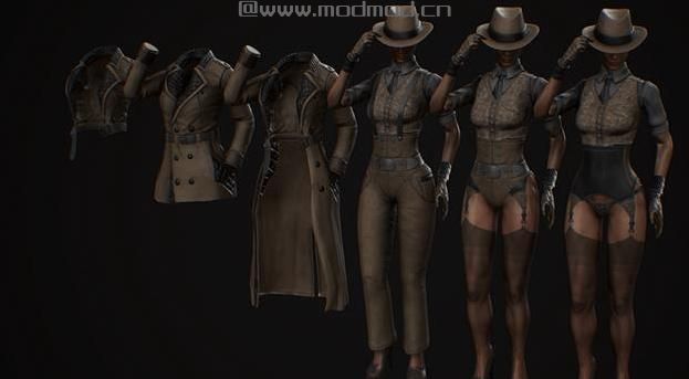 辐射4:辐射4 西部风背带女侍应特务服套装包MOD