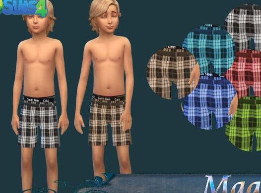 模拟人生4 男童装格子短裤整合包MOD