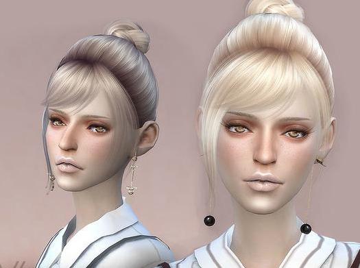 模拟人生4 WINGSOE0206女士斜刘海清新丸子头MOD