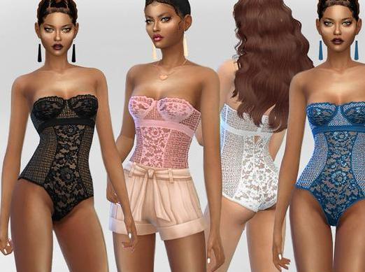 求模拟人生4 Petunia女士蕾丝无肩带抹胸连体衣MOD资源！