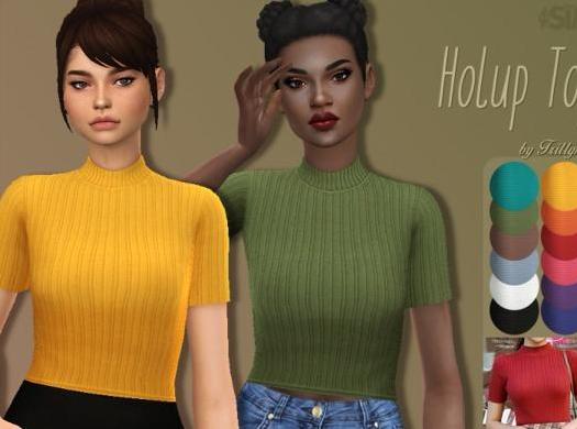 模拟人生4 Holup女士短袖针织高领毛衣MOD