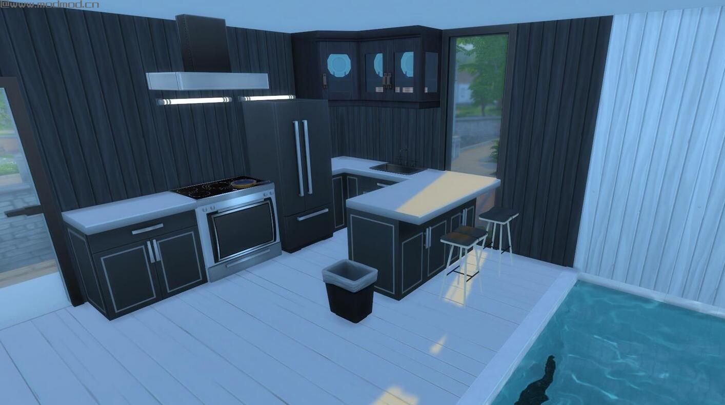 模拟人生4 黑白极简主义单身屋mod