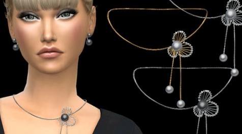 模拟人生4MOD：Diamonds and pearl flower design necklace 钻石项链