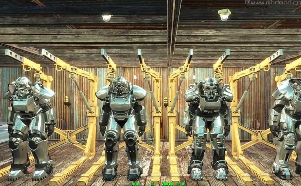 辐射4MOD：动力装甲新涂装：黑焰，铬合金，合金黑3种，