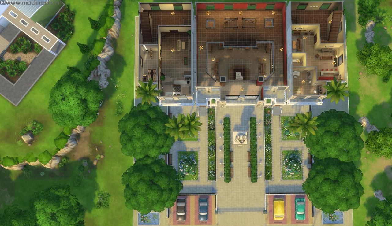 模拟人生4MOD：3DM-Sims小组】柳溪50x50别墅，拥有四辆超级豪车【我是说，玩具车0.0】，无mod，带有超级泳池，金碧辉煌音乐