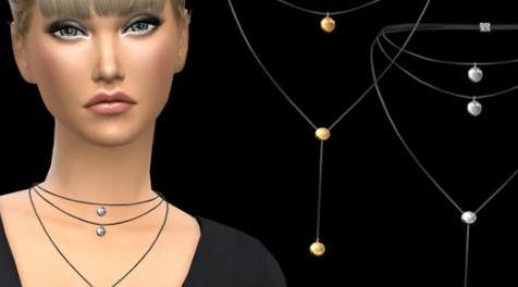 模拟人生4MOD：NataliS_Round Pendant Layered Necklace 项链